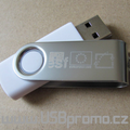 USB flash disk s otočou kovovou krytkou, 4GB skladem v ČR, plast v různých barvách, pro reklamní potisk