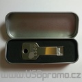 USB klíč kovové krabičce, světlé reklamní logo laserem