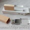 Reklamní USB disky s LED a svítícím logem, kombinace dřevo+kov+sklo