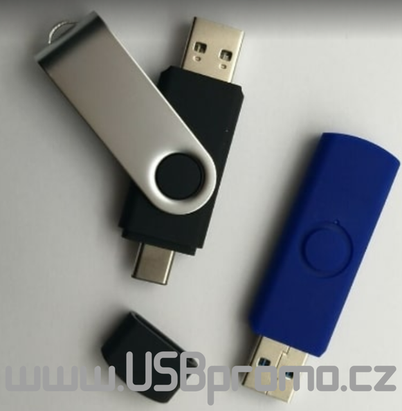 Otočný reklamní flash disk USB + USBC